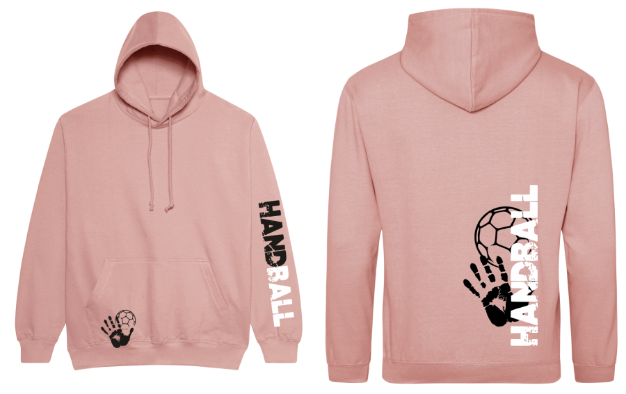 Handballhoodie in altrosa und schwarz weißem Motiv